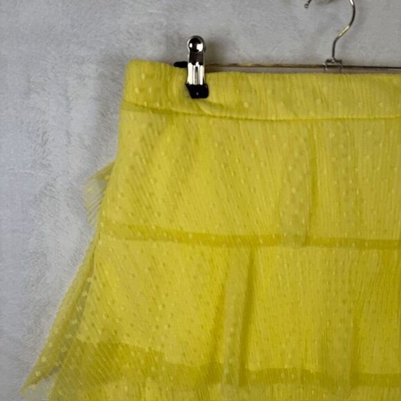 NWT Francesca's Mi Ami Valencia Tiered Ruffle Mini Skirt Swiss Dot Size Large - Picture 2 of 11